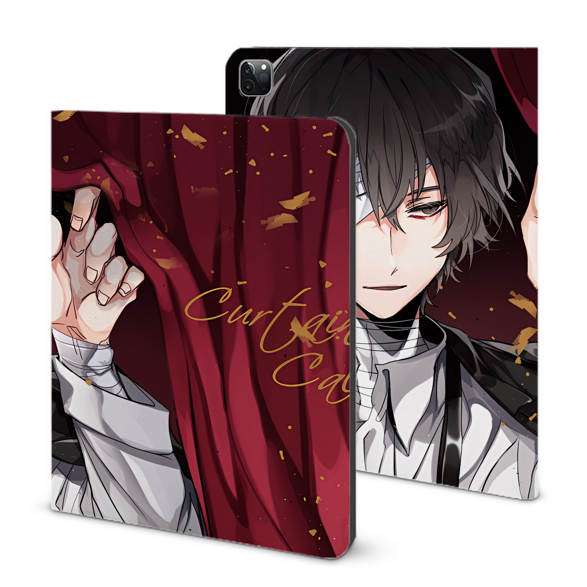 （画像用） 文豪ストレイドッグス Bungo Stray Dogs IPad ケース ブック型 PUレザー TPU 耐衝撃 軽量 薄型 ペン収納なし 全面保護 IPad 各モデル対応